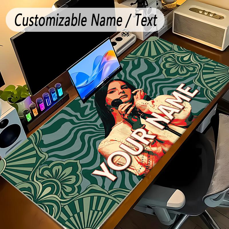 Large Mouse PadLana Del Rey Custom Name Text Personalized Desk Mat Non Slip Gaming Pad