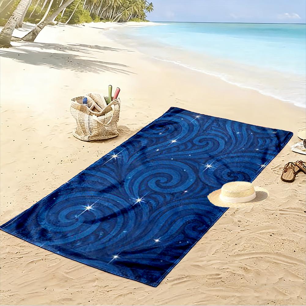 Swirling Blue Pattern with Stars Beach towel quick-drying for travel outdoor sports jogging beach and swimming