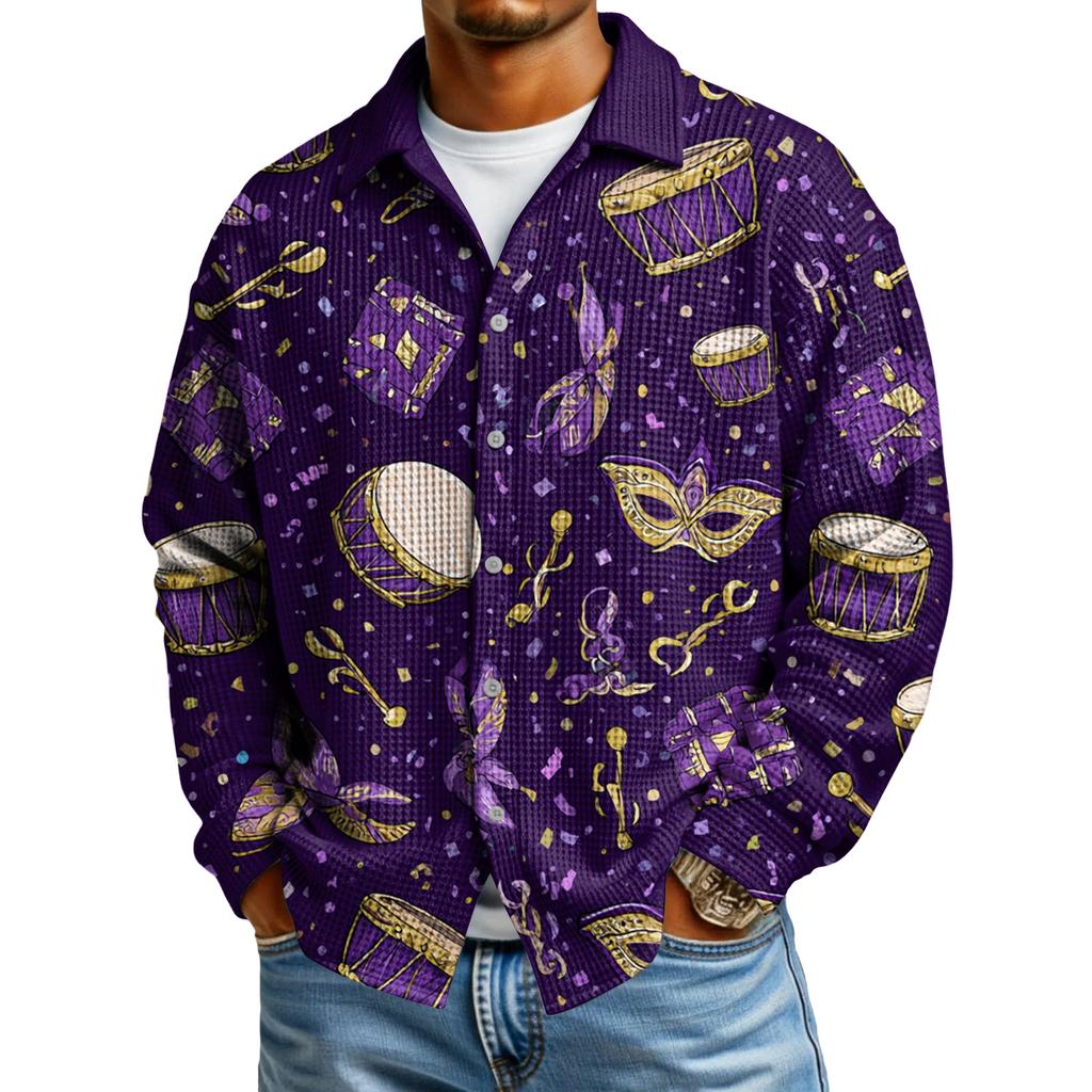 Мужская повседневная рубашка с длинным рукавом на пуговицах