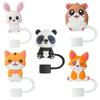 10 мм 3D Милые Животные Насадка на Трубочку Колпачок Силиконовый Пылезащитный Топпер для Трубочки Герметичный Колпачок для Питья Мультяшные Колпачки на Трубочки