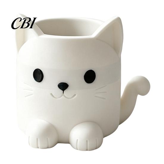 Cartoon Cat Design Desk Organizer Pen Holder, Shape Organizer, Smooth Surface Decorative Eco-friendly Container Stationery Holder for Pencils Gel Pens