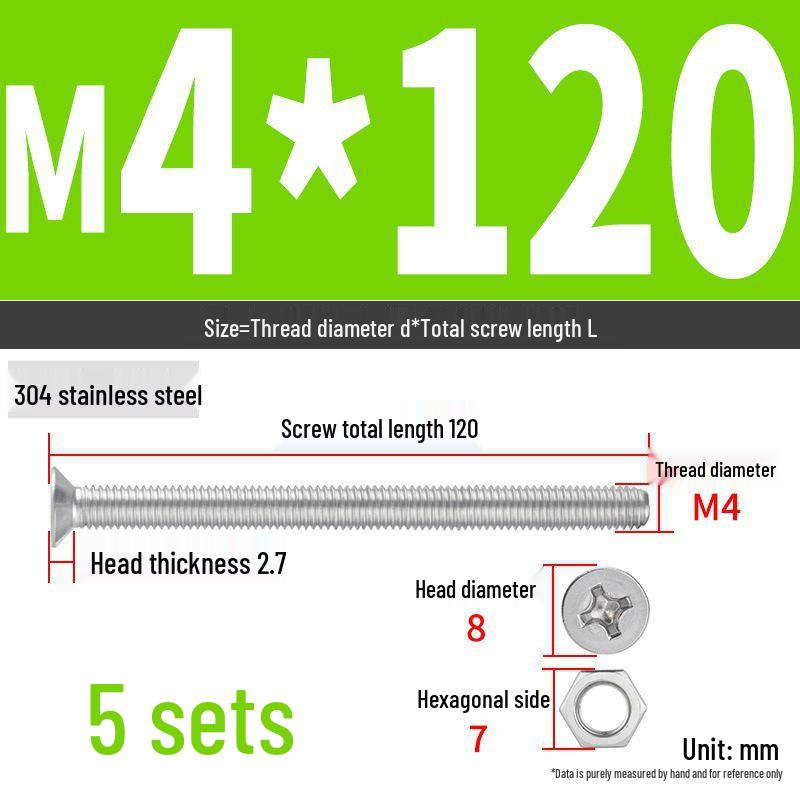 Набор Extra Long Phillips Flat Head Винтов и Гаек из Нержавеющей Стали 304 (2М, 3М, 4М)
