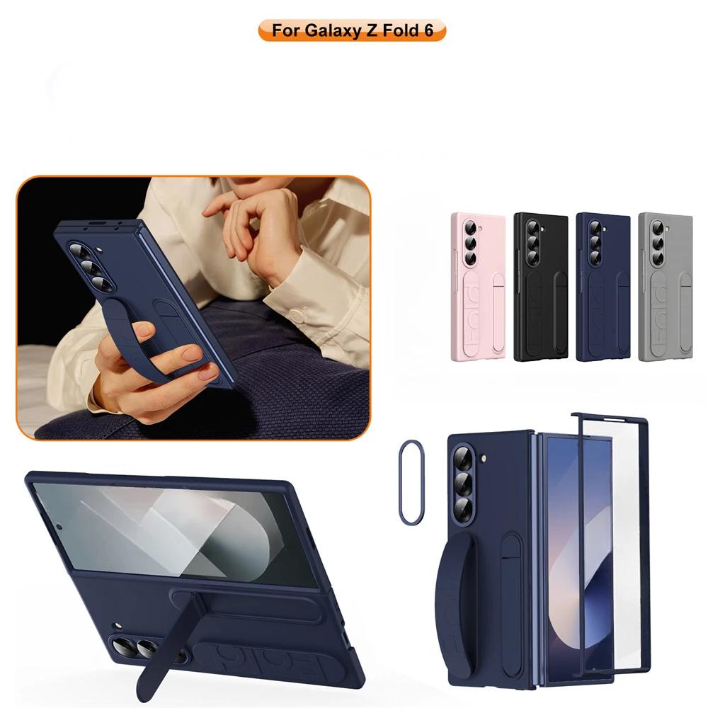 Оригинальный чехол-подставка с ремешком на запястье для Samsung Galaxy Z Fold 6 5 4 3 Модный матовый ультратонкий жесткий ПК-чехол для Samsung Z Fold 6
