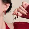 Retro Wine Red Drip Glaze Hoop Earrings for Women