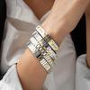 Stainless Steel Geometric Cross Rivet Elastic Bracelet for Women