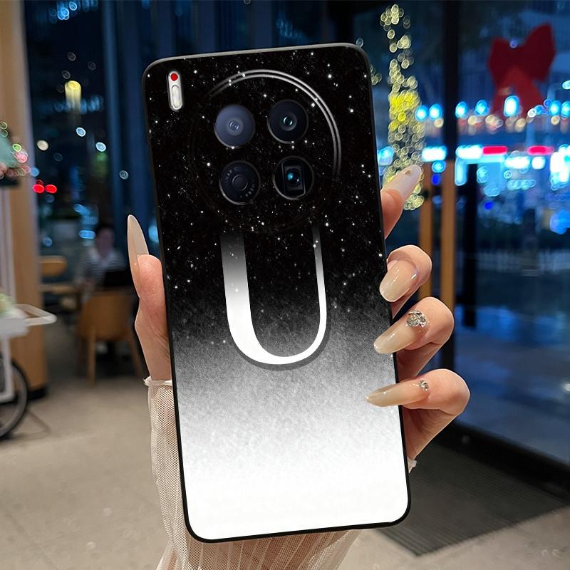 Чехол для Tecno Camon 40 Premier 5G Новый с буквой и цветком Сияющее звездное небо Мягкий силикон Черная задняя панель Защита от царапин