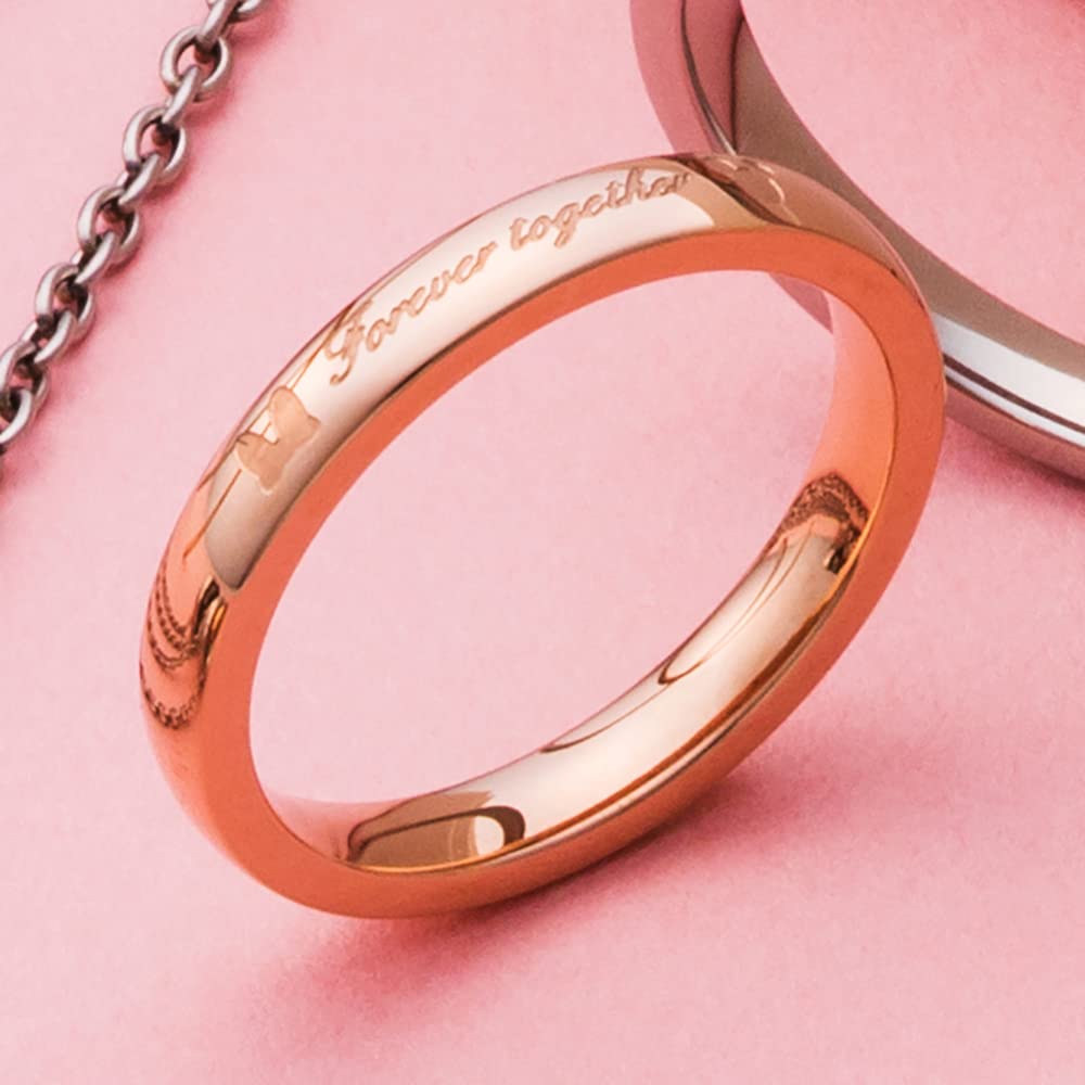 Disney Ring Allergy Free Surgical Stainless Steel 316L Gold Ring DIST001GO TP [White Clover] "Mickey & Minnie" Women's (7)