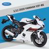 1/12 Scale Welly 2020 YAMAHA YZF-R6 Alloy Motorcycle Model Diecasts Metal Toy Vehicles Motorcycle Model High Simulation Collection Childrens Gifts