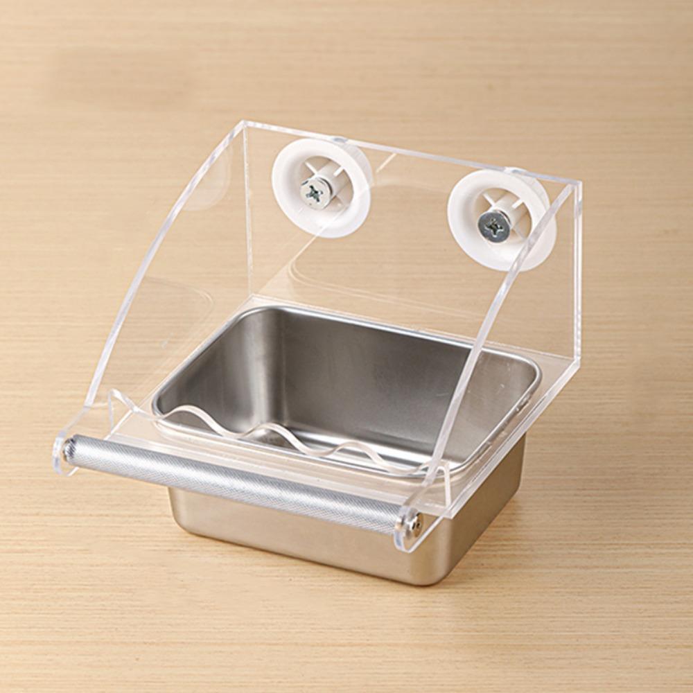 Spillproof Hanging Feeding Station Detachable Clear Feeding Bowl Cage Bird Feeder  Cage Accessories