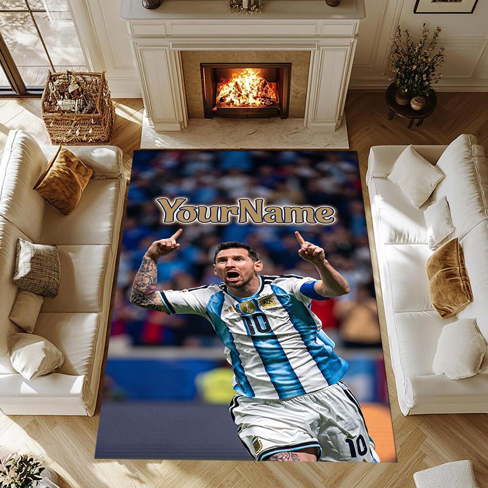 Messi 360 Customize Your Name Floor Mat Suitable for Playrooms Decorate room Kitchen Entryway Antislip Carpet Decorate Offices Best for Christmas