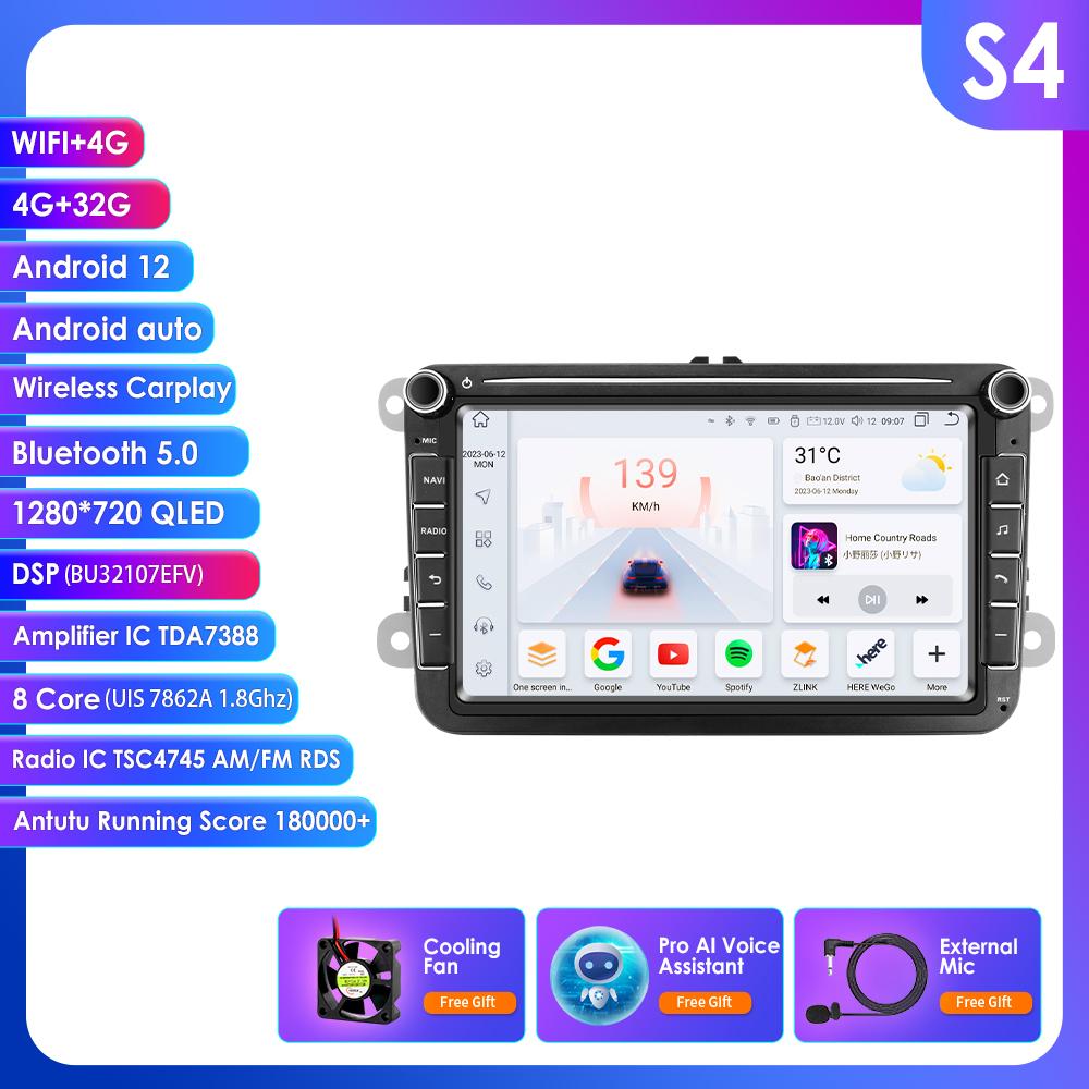 OSSURET 8-дюймовый 2-Din мультимедийный проигрыватель для Volkswagen Golf 5 Transporter VW Passat B6 Polo Jetta Skoda Seat Android 13 Intelligent Carplay Car Radio GPS