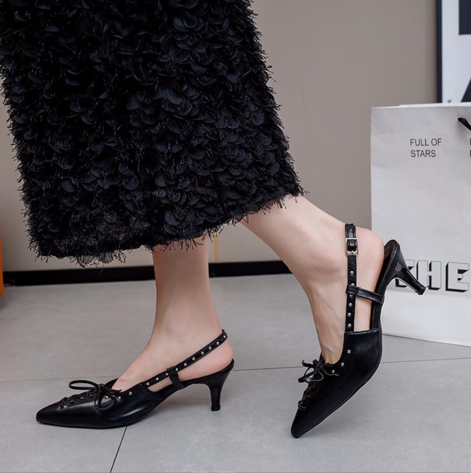 Pointed Toe Pumps Sandals Ladies High Heels Shoes Female Summer Shallow Fashion Lace Up New In Elegant Woman Heeled Shoes 2026