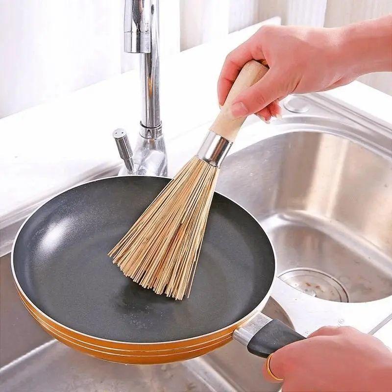 Old-fashioned Bamboo Pot Brush Kitchen Special Brush Pot Scrubber Magic Pot Washing Bamboo Brush Broom Loofah Flesh Commercial Natural Brush