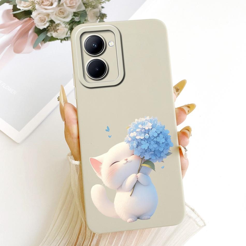 Для Realme C33 C31 Милый Кот Цветок Мультяшный Чехол для Телефона Для Realme C31 C33 Мягкие Силиконовые Чехлы Бамперы