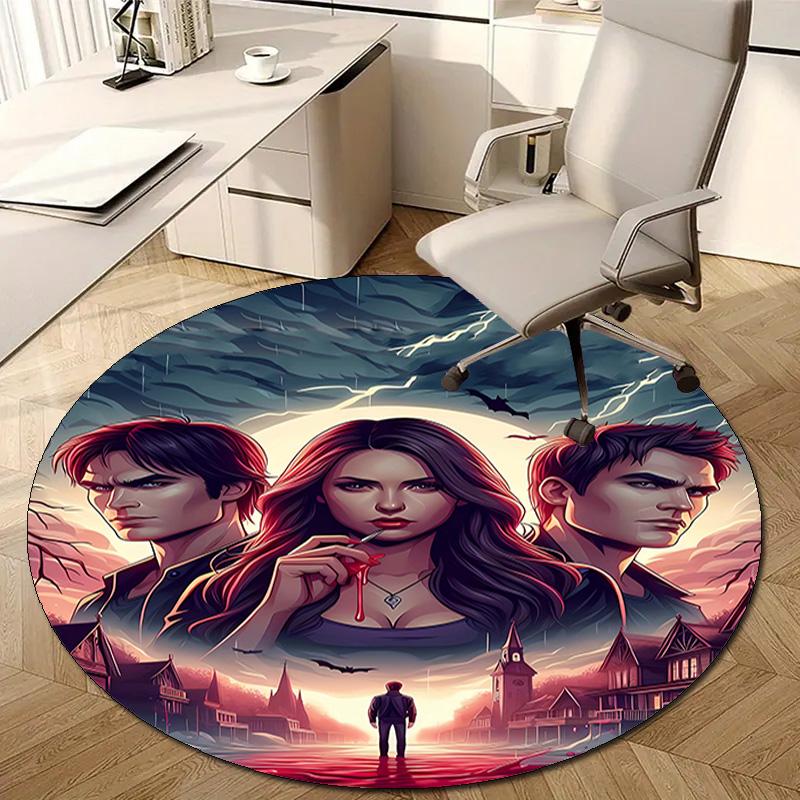 1pc The Vampire Diaries2 Design Printed Area Round Carpet for Bedroom Living Room Home Decor Rugs Mat Non Slip Mat Rug for Bedside