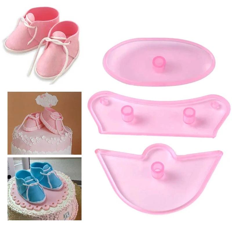 Cake Cutter 1 Set Baby Birthday Shoes Bootee Cookie Cake Fondant Decorating Plastic Cutter Mold Baking Pastry Fondant Tools