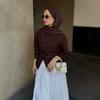 Womens Solid Color Long Sleeve Round Neck Button Front Cardigan With Side Slit Casual Street Style Outerwear