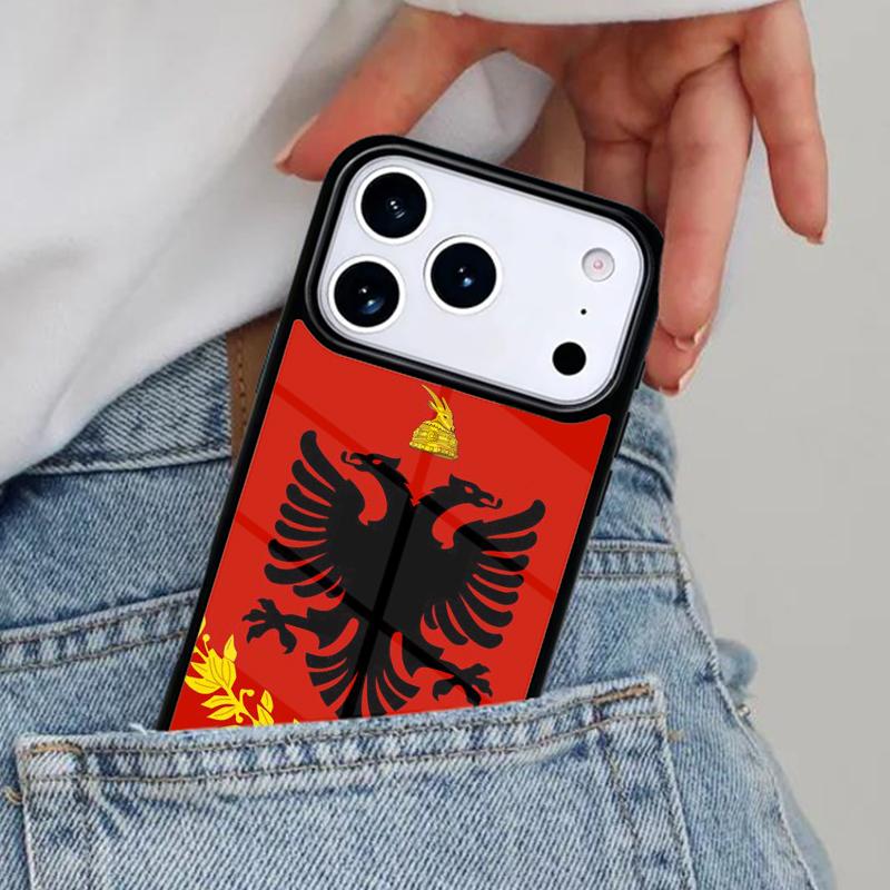 Защитный чехол для телефона с флагом Албании для iPhone 16e 15 14 13 12 17 Pro Max Plus Air 17pro Чехол Coque