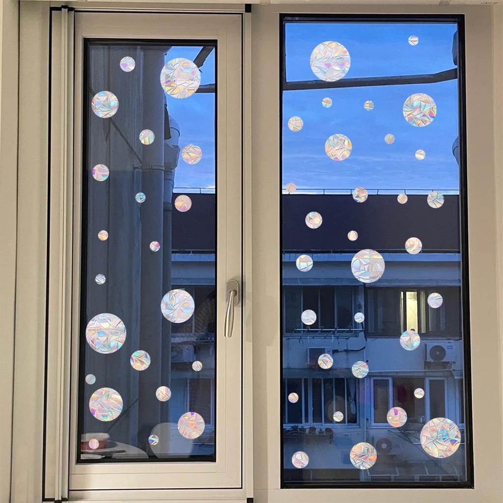 Anti-Collision Circular Window Stickers Reusable Rainbow Window Clings Stop Birds from Hitting Windows