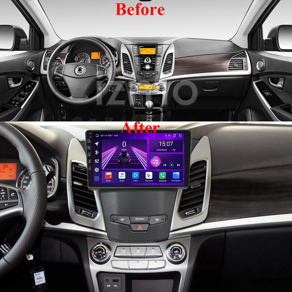 Автомобильная магнитола Android Car-Play для SsangYong Korando 3 Actyon 2 2013-2017 Мультимедийный плеер Головное устройство Стерео Навигация GPS BT WIFI, 8 ЯДЕР ,2+32ГБ