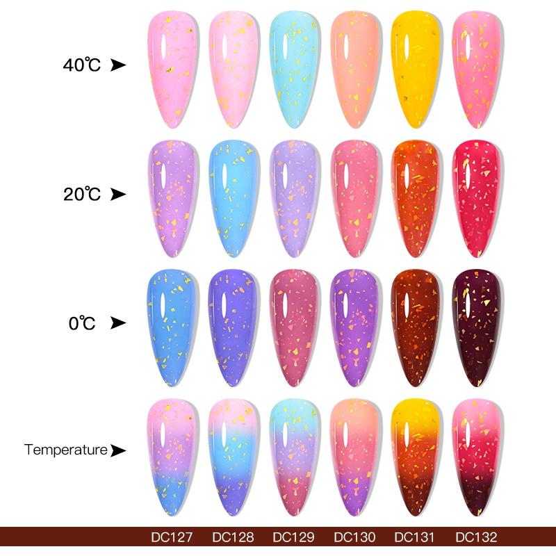 Mtssii 7ml Gold Glitter Thermal Nail Gel Polish Temperature Color Changing Gel Polish Semi Permanent Soak Off UV Gel