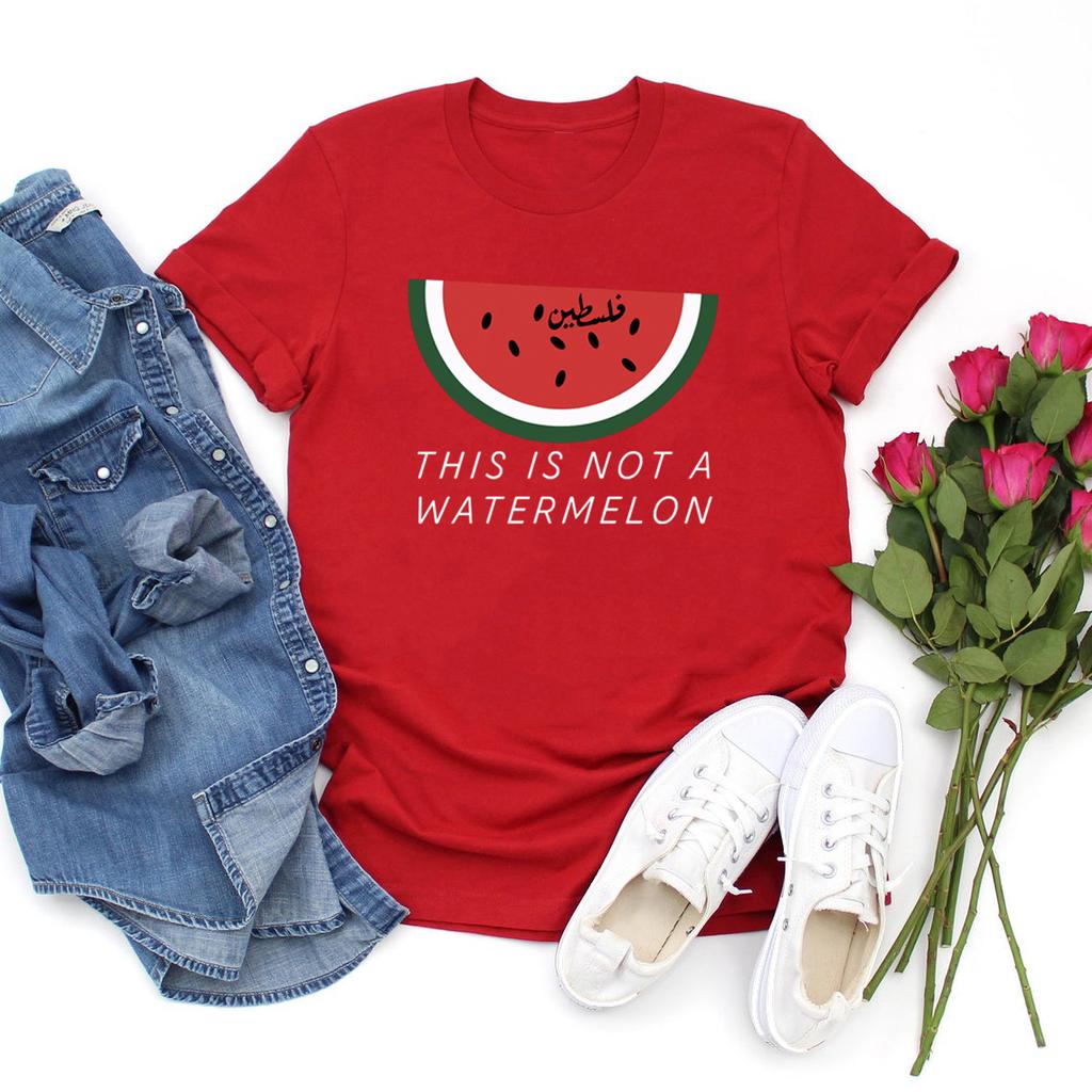 This Is Not A Watermelon T-Shirt Funny Watermelon Tshirts Women Short Sleeve Graphic T Shirts Peace and Love Tee Streetwear Tops