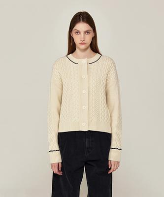Кардиган Ava Molli из чистой шерсти с косами (слоновая кость)
