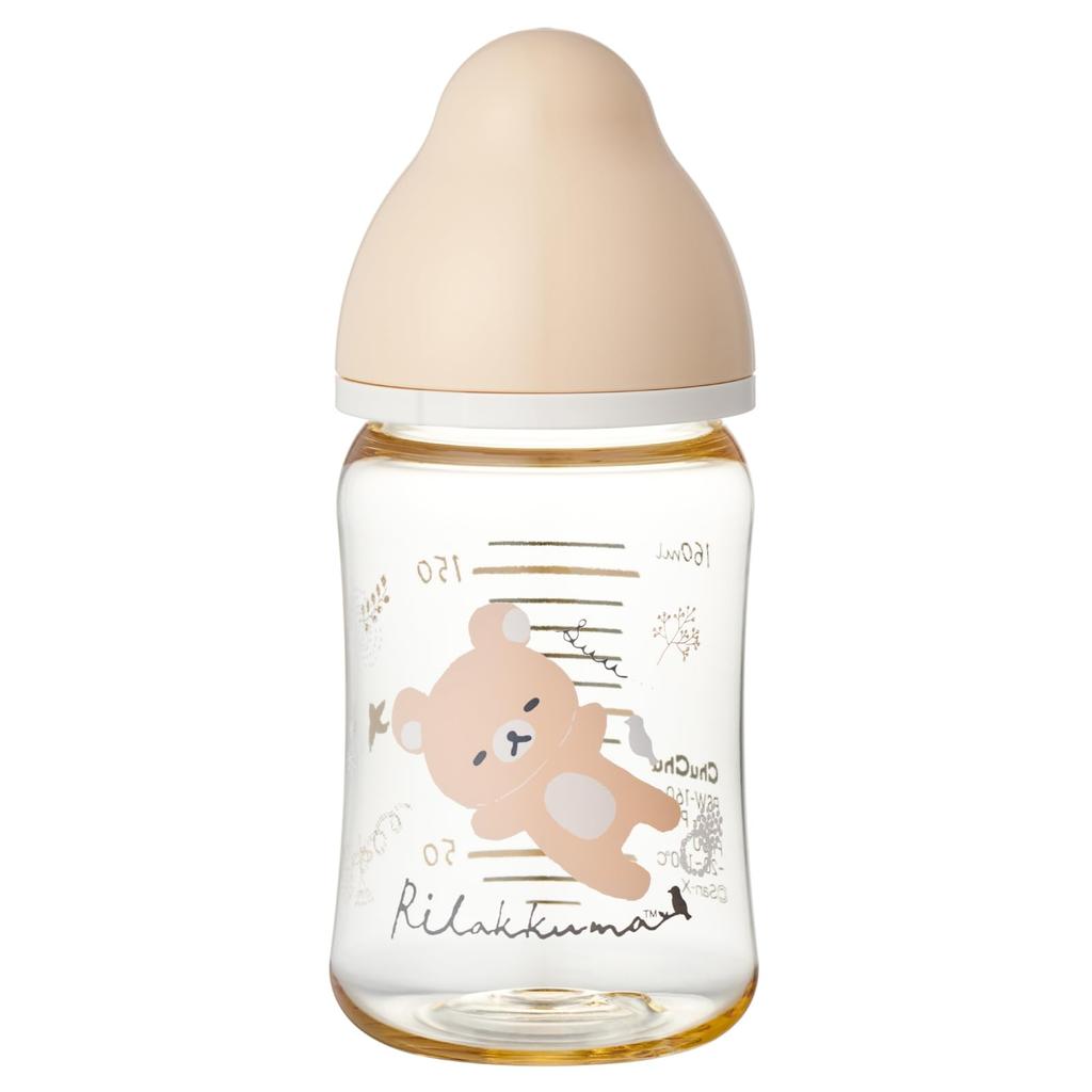 Пластиковая бутылочка для кормления ChuChu с широким горлышком 160 мл Rilakkuma Для новорожденных и до отлучения Легко мыть Поставляется со специальной крышкой и колпачком Multi-Fit