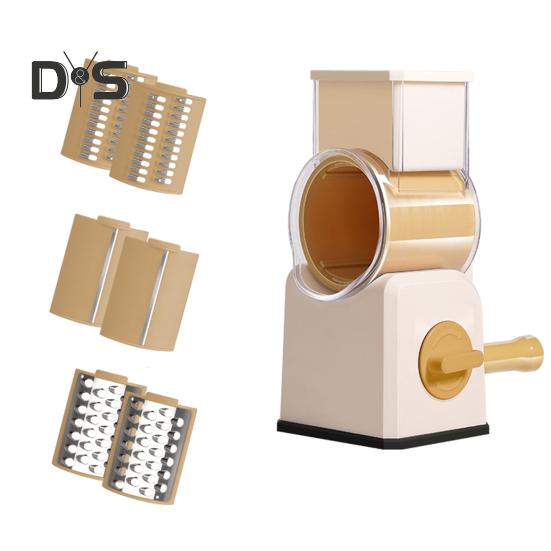 Измельчитель овощей без усилий, прочная присоска, 3 комплекта лезвий, удобный ручной роторный овощерезка, кухонные принадлежности