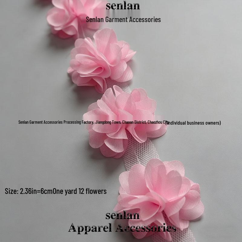 3D Chiffon Lace Flower Ribbon for Children's and Women's Clothing Accessories