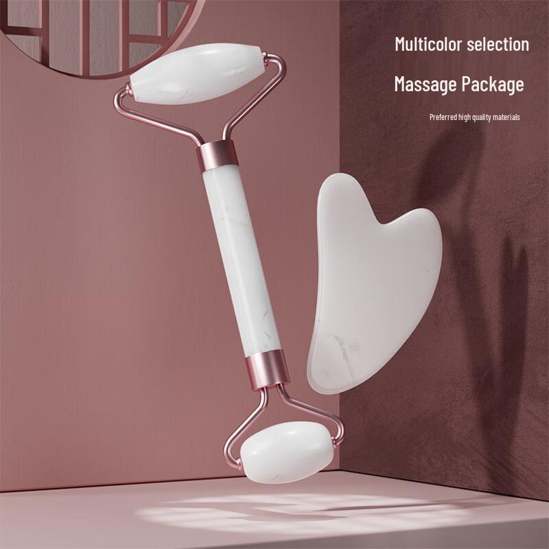 Набор роллера для массажа лица и скребка гуа ша