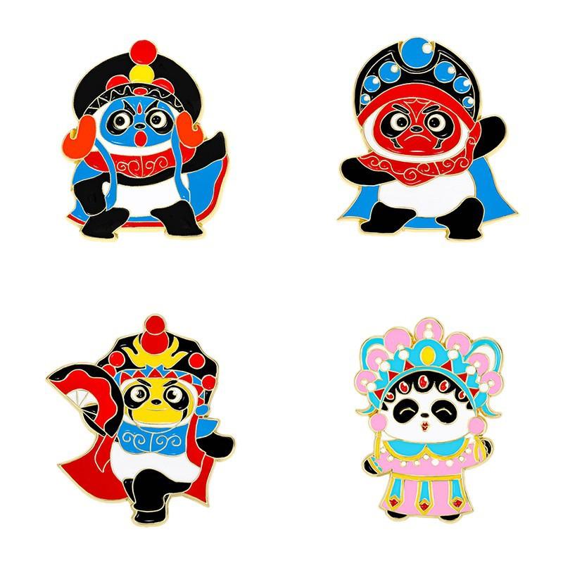 Sichuan Opera Face Changing Panda Cartoon Brooch Cute Alloy National Trend Chinese Style Badge Decoration For Backpack Clothing Accessory