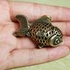 Anti-fade Key Pendant Vividly Engraved Brass Hollow-carved Carp Keychain Ornament for Home