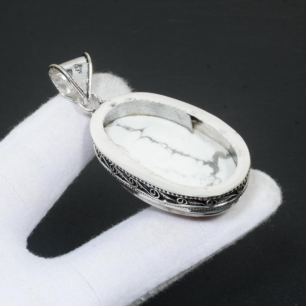 Натуральный драгоценный камень говлит, подвеска из стерлингового серебра 925 пробы ручной работы, подвеска с двойным драгоценным камнем, антикварная подвеска, подарки для женщин, подарки для ее подарков на День Благодарения