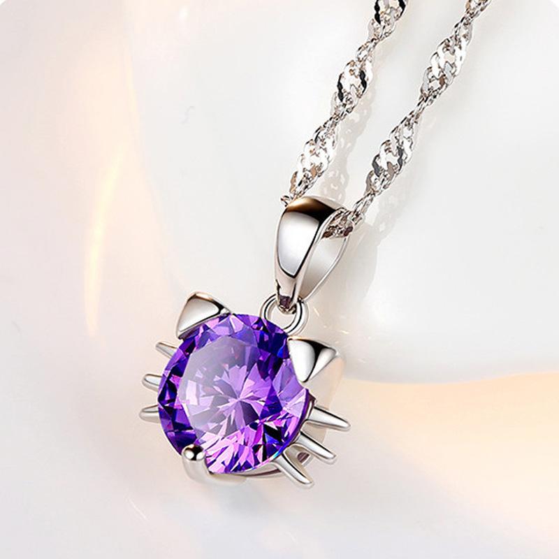 Kitten Pendant Clavicle Chain Women Cat Cute Necklace Short Accessories