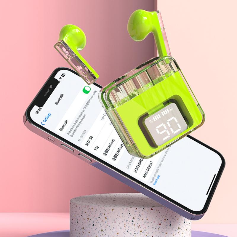 Прозрачная Bluetooth-гарнитура Полувкладыши с цифровым дисплеем Игровая спортивная беспроводная гарнитура с низкой задержкой