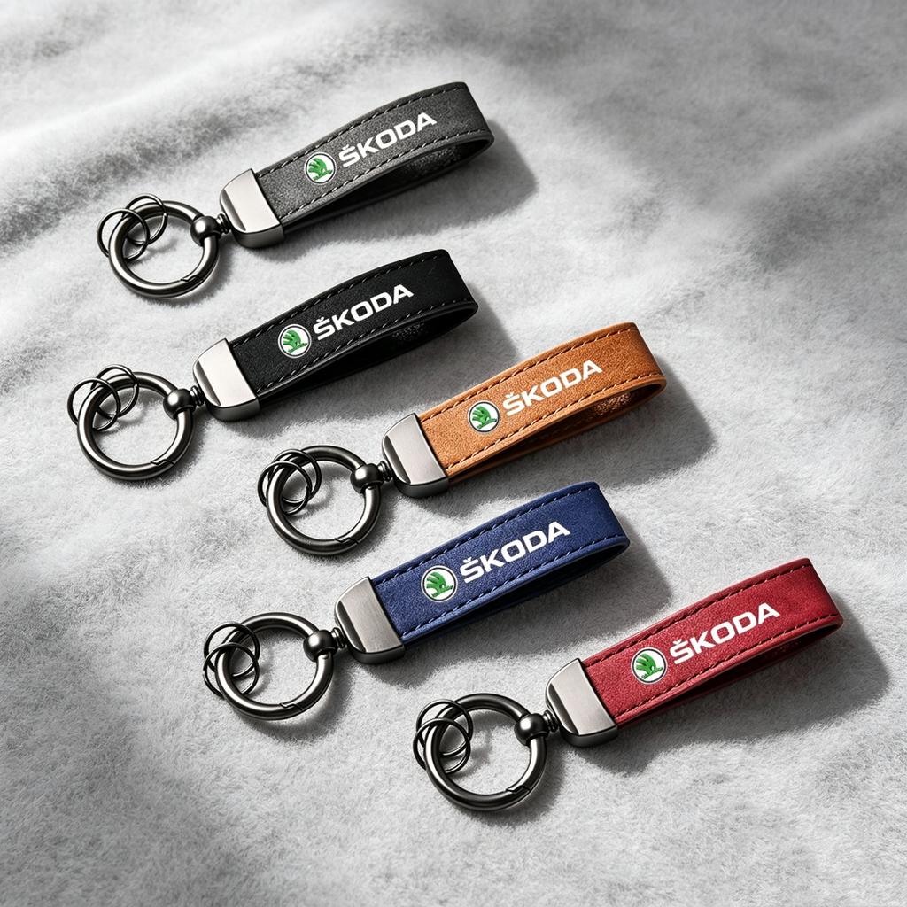 Leather Car Key Chain Ring Keyring For Skoda Citigo Fabia Superb Octavia A5 A7 Karoq Kodiaq Auto Styling Keychain Accessories ydpf68