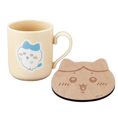 Официально лицензированный деревянный набор посуды Chiikawa 8 шт. Hachiware, подходит для микроволновой печи и посудомоечной машины. Изготовлен в кружке, подставке, (300 мл, Диаметр прибл.. 9см),