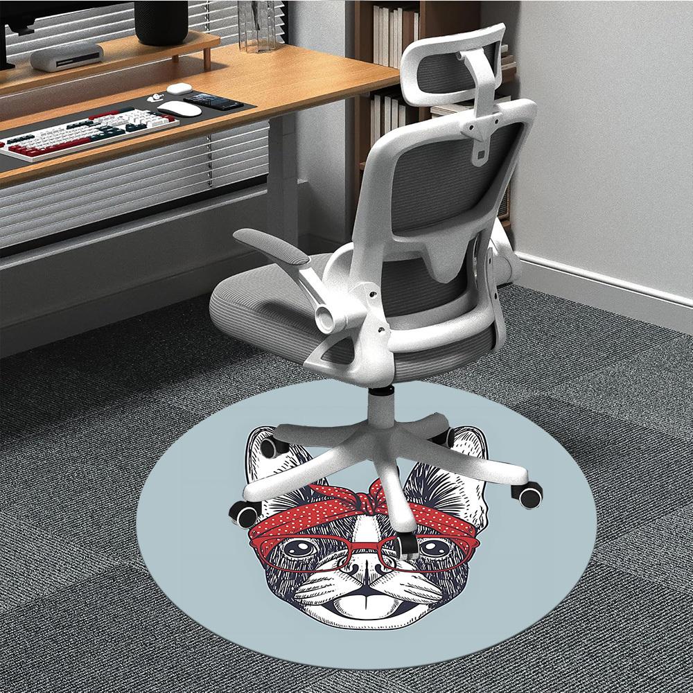 1pc FrenchieChair Carpet for Office, Indoor Non-Slip Washable Polyester Fiber Carpet, Mat For Office, Machine Washable