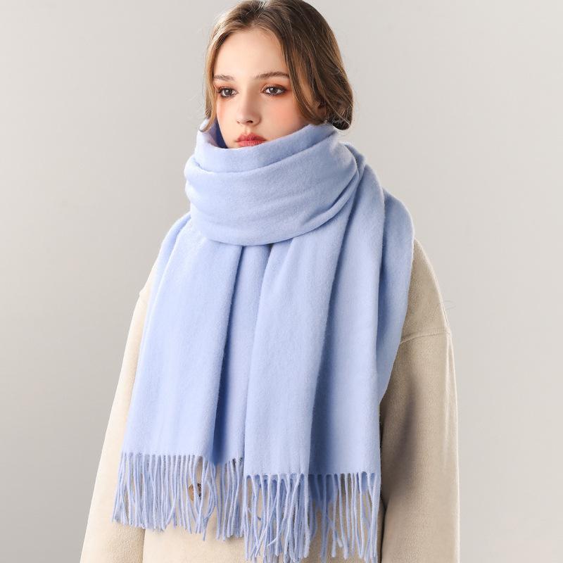 100 Pure Wool Scarves Women's Winter High-end Cashmere Oversized Shawl Gift