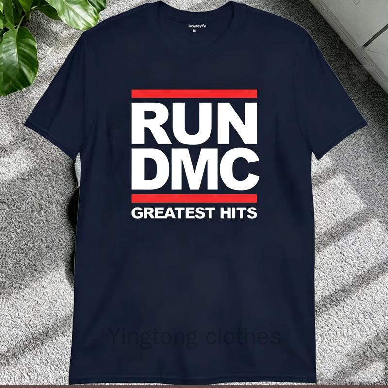Винтажные мужские футболки с принтом Run DMC Hip Hop Rock Music, короткий рукав, уличный стиль, свободные женские футболки, повседневная мода