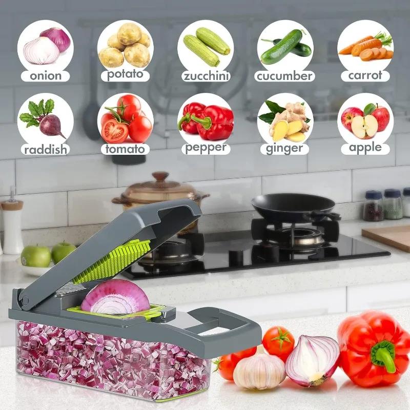 Vegetable Chopper Professional Mandoline Slicer for Kitchen Onion Cutter Multifunctional Food Chopper with Strainer Basket