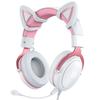 GAMQUE Cat Ear игровые проводные наушники с шумоподавлением совместимы с PS PS Xbox One LED Mobile розовые наушники, микрофон накладного типа, объемный, 4, 5, (нет