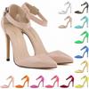 LOSLANDIFEN Pointed Toe Women Pumps Nude Stiletto Sexy Ladies High Heels Shoes Platform Ankle Strap Wedding Party