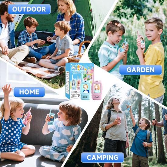 Video Walkie Talkies Toys Rechargeable Play House Toys Adjustable Lanyard Two-Way Video Call Device for Family Role Play & Parent-Child Interaction