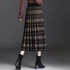 Vintage Fashion Knitting Printing Pleated A-line Skirts Women Classic High Quality Korean All-match Autumn Winter Skirt