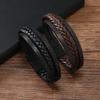 Men's 2023 Retro Leather Cord Woven Bracelet with Magnetic Buckle - European & American Ethnic Style