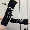 Unisex Fashion Gloves Goth Arm Warmers Fingerless for Women, Punk Metal Buckle Elastic Costume Accessories Warmers, Gothic Steampunk Sleeves, Cosplay