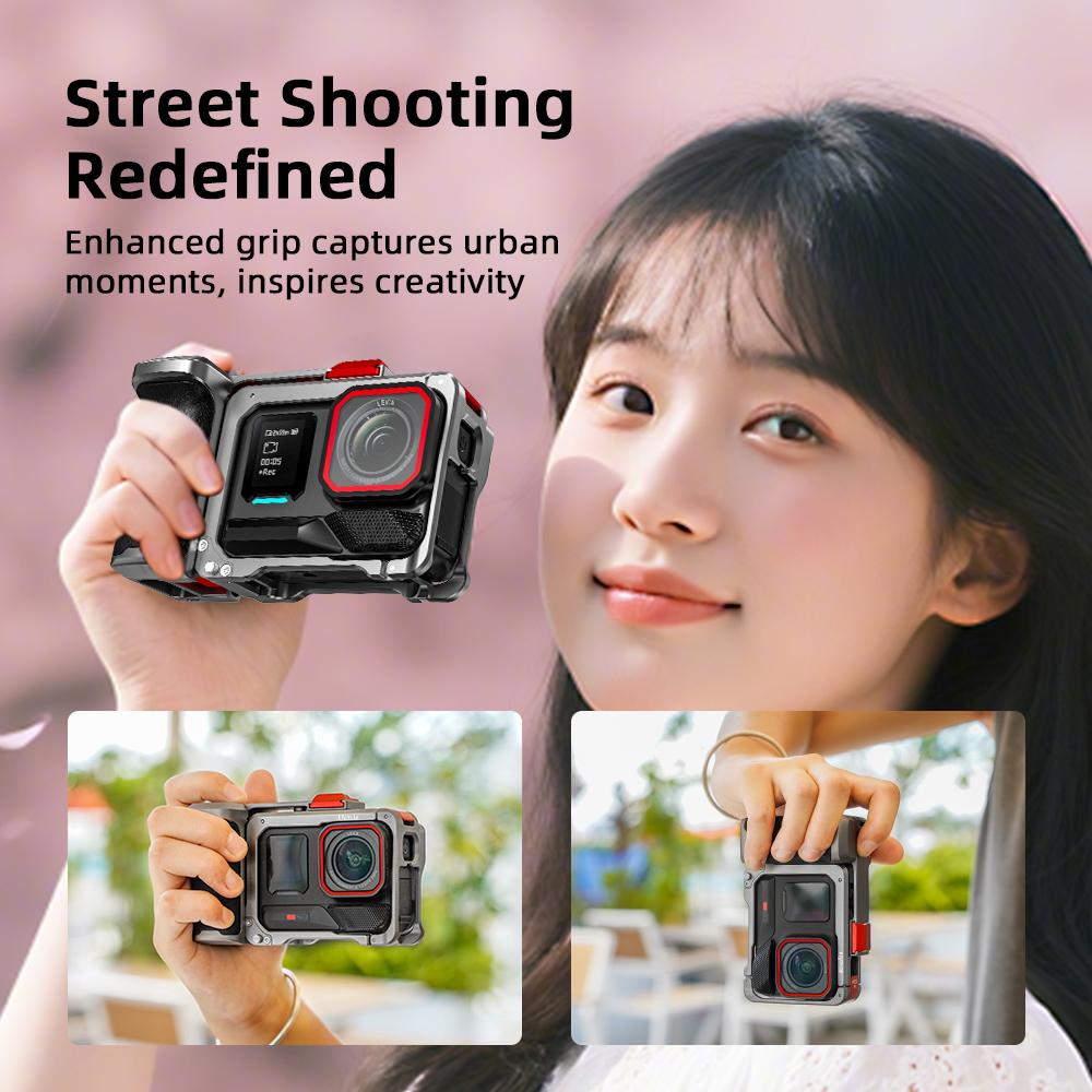 Flymile Ace Pro 2 Комплект ручек-захватов Металлическая клетка для Insta360 Ace Pro 2 Ручка-захват для стрит-фотографии Адаптер для расширения Видеоаксессуар
