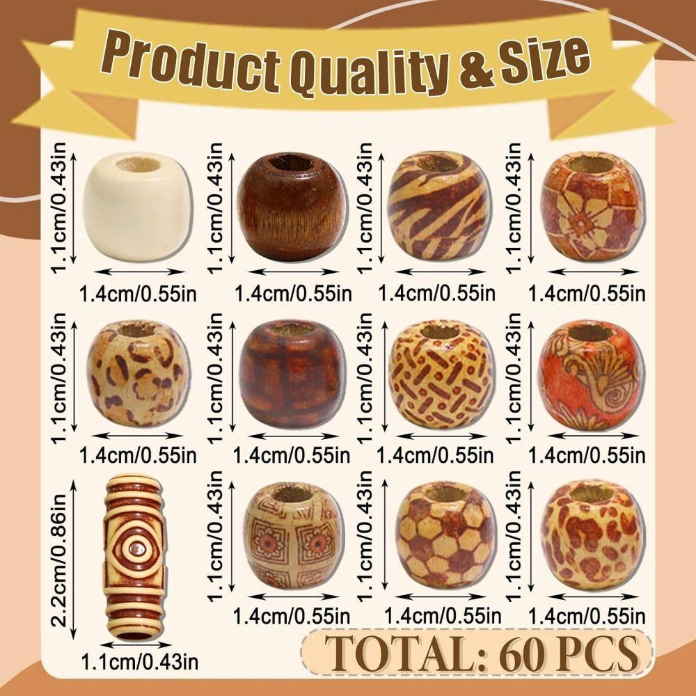 60Pcs Headwear Dreadlocks Hair Buckle Mixed Color Dreadlocks Hair Rings  for Braids